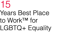 15 Years Best Place to Work  for LGBTQ+ Equality