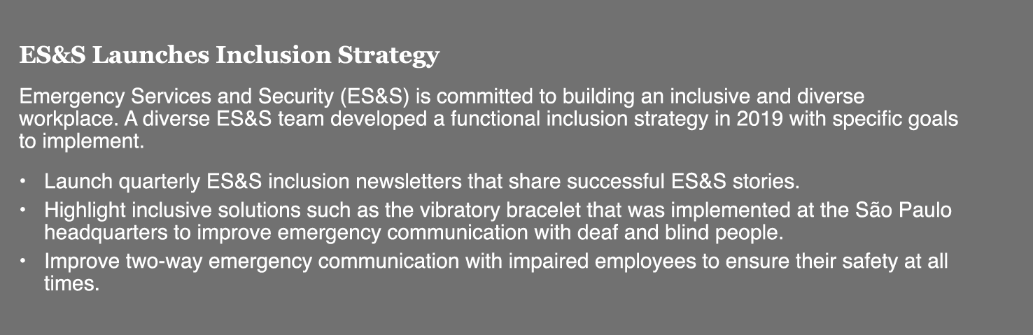 ES&S Launches Inclusion Strategy Emergency Services and Security (ES&S) is committed to building an inclusive and div   