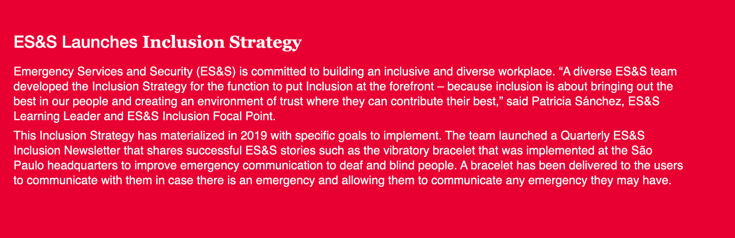 ES&S Launches Inclusion Strategy Emergency Services and Security (ES&S) is committed to building an inclusive and div   