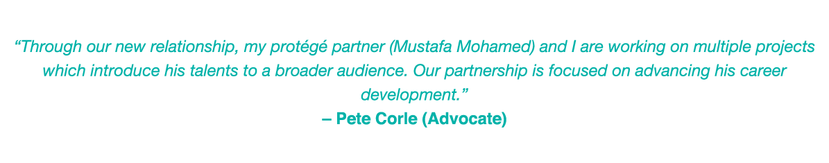 Through our new relationship, my prot g  partner (Mustafa Mohamed) and I are working on multiple projects which intr   