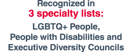 Recognized in 3 specialty lists: LGBTQ+ People, People with Disabilities and Executive Diversity Councils