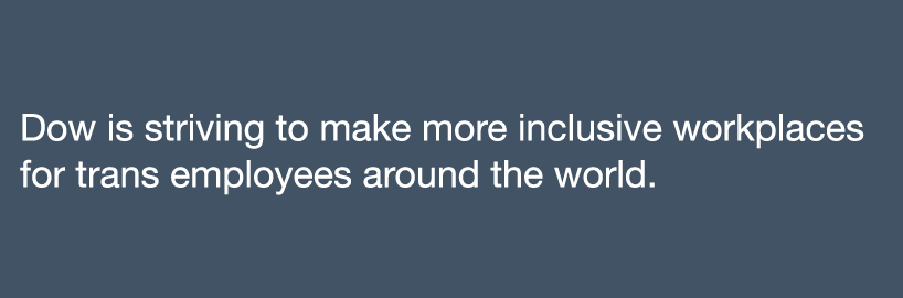 Dow is striving to make more inclusive workplaces for trans employees around the world 