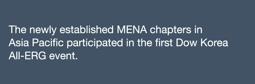 The newly established MENA chapters in Asia Pacific participated in the first Dow Korea All-ERG event 