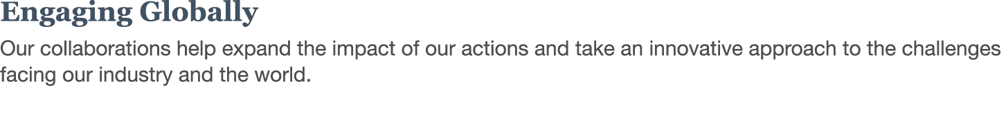 Engaging Globally Our collaborations help expand the impact of our actions and take an innovative approach to the cha   