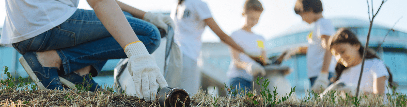 Make good more  Charming little lady being useful and trying for making nature in better condition while her friends planting trees