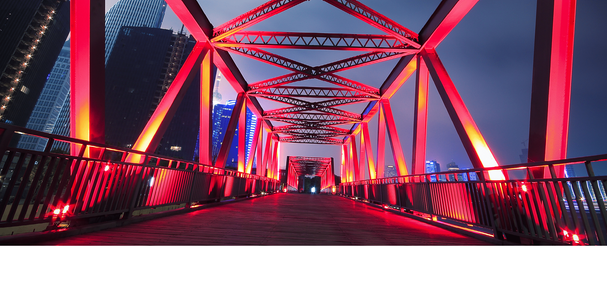 Steel structure bridge close-up night scene