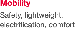 Mobility Safety, lightweight, electrification, comfort 