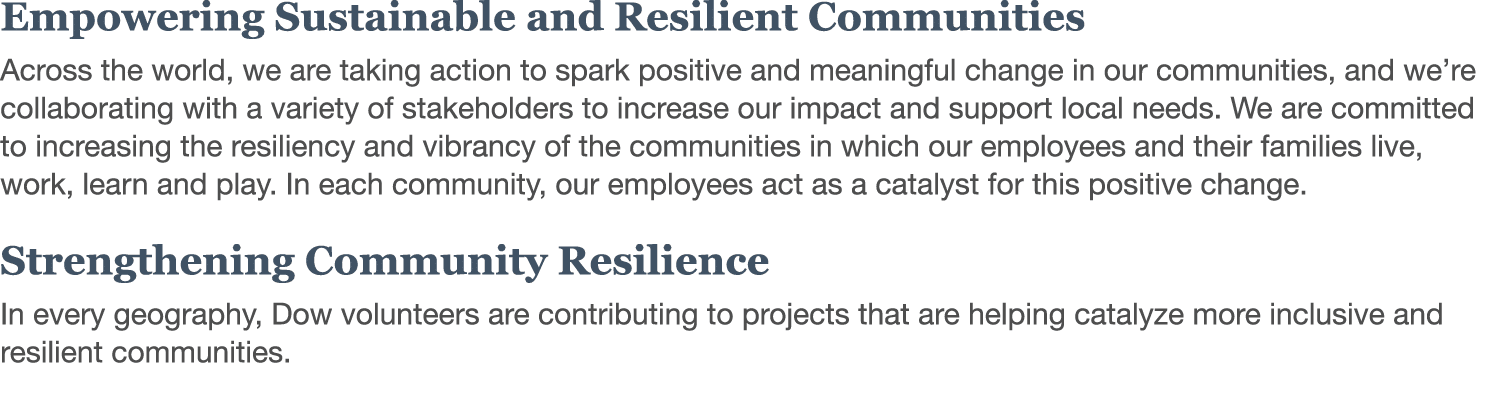 Empowering Sustainable and Resilient Communities Across the world, we are taking action to spark positive and meaning   