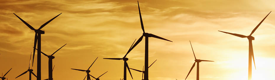 Wind turbines in golden sunset, Palm Springs, CA 