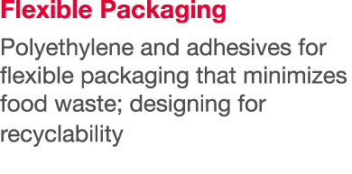 Flexible Packaging Polyethylene and adhesives for flexible packaging that minimizes food waste; designing for recycla   