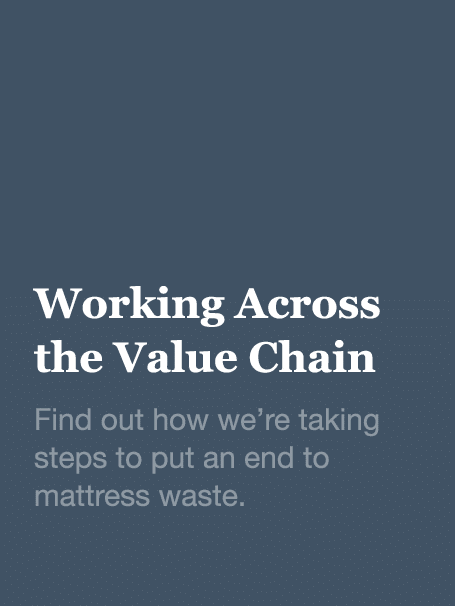 Working Across the Value Chain Find out how we re taking steps to put an end to mattress waste  