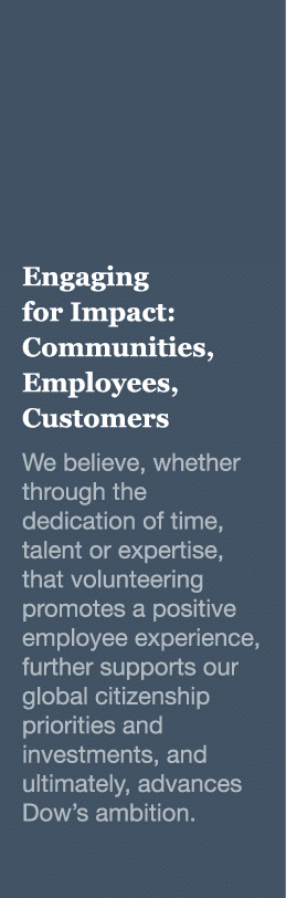 Engaging for Impact: Communities, Employees, Customers We believe, whether through the dedication of time, talent or    