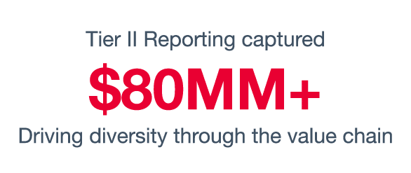 Tier II Reporting captured  80MM+ Driving diversity through the value chain