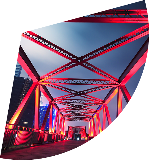 Steel structure bridge close-up night scene