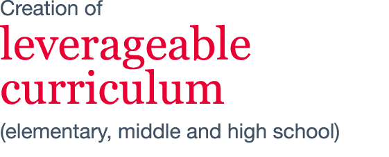 Creation of leverageable curriculum (elementary, middle and high school)