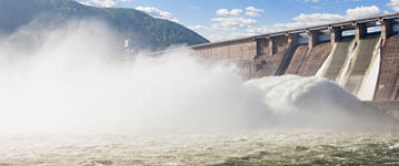 Water plums on hydroelectric power station
