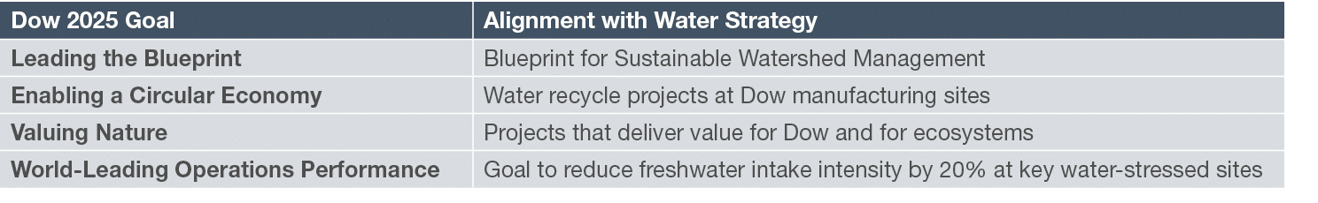 Dow 2025 Goal ,Alignment with Water Strategy,Leading the Blueprint,Blueprint for Sustainable Watershed Management,Ena   