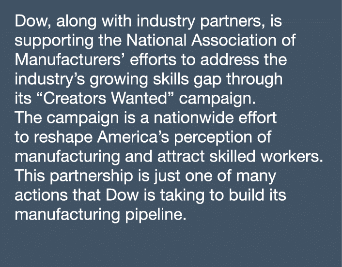 Dow, along with industry partners, is supporting the National Association of Manufacturers  efforts to address the in   