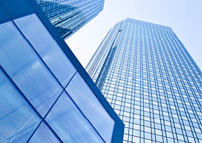 Deutsche Bank, office building in Frankfurt, glass facade